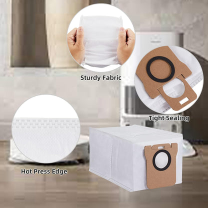 8 Pack Dust Bag for Dreametech L10S Ultra/L10S Plus/L10/L20 Ultra Vacuum | 3L Large Capacity Auto-Seal Replacement Bag Accessories Set